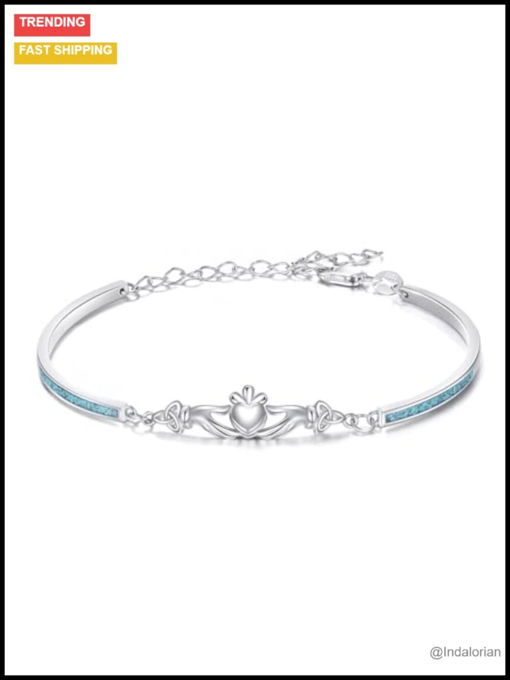 925 Sterling Silver Claddagh Bangle Bracelet Adjustable Celtic Jewelry Gift for